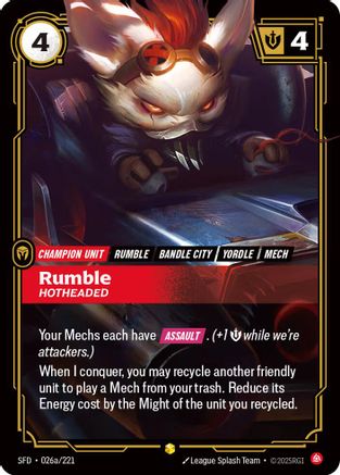 Rumble - Hotheaded (Alternate Art) (026a/221) CN - Spiritforged Foil