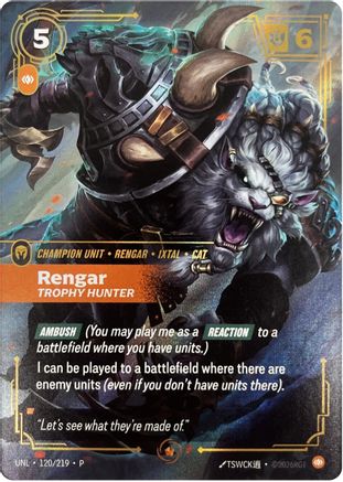Rengar, Trophy Hunter (120/219) - Riftbound Organized Play Promotional Cards Foil