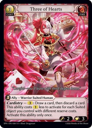 Three of Hearts (030) - Supporter Pack 4 Foil