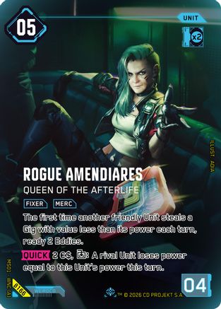 Rogue Amendiares - Queen of the Afterlife (IO) (B166) - Welcome to Night City Beta Foil