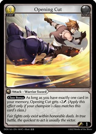 Opening Cut (100) - Dawn of Ashes 1st Edition