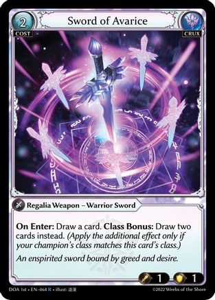 Sword of Avarice (064) - Dawn of Ashes 1st Edition Foil
