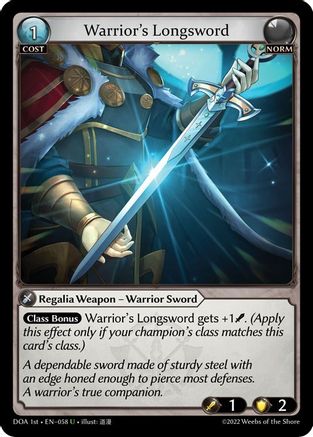 Warrior's Longsword (058) - Dawn of Ashes 1st Edition Foil