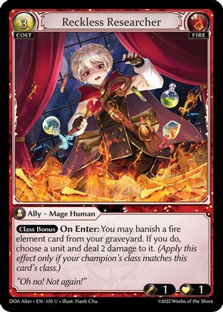 Reckless Researcher (150) - Dawn of Ashes Alter Edition