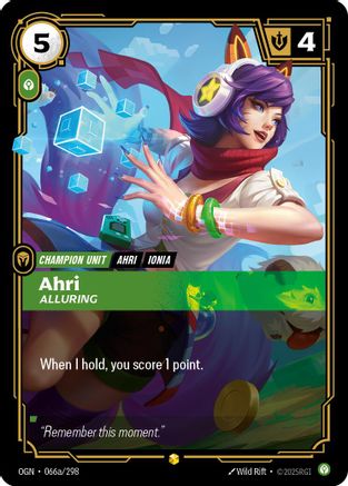 Ahri - Alluring (Alternate Art) (066a/298) CN - Origins Foil