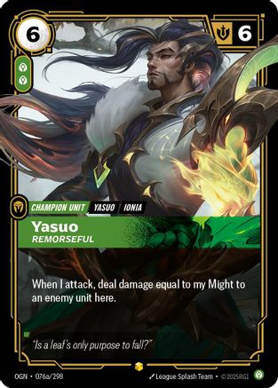 Yasuo - Remorseful (Alternate Art) (076a/298) CN - Origins Foil