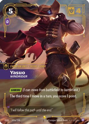 Yasuo - Windrider (Alternate Art) (205a/298) CN - Origins Foil