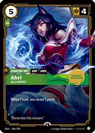 Ahri - Alluring (Launch Exclusive) (066/298) CN - Riftbound Promotional Cards Foil