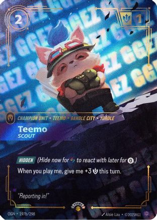 Teemo - Scout (GG EZ) (197b/298) - Riftbound Organized Play Promotional Cards Foil