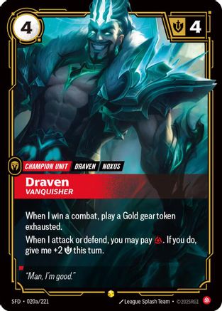 Draven - Vanquisher (Alternate Art) (020a/221) CN - Spiritforged Foil