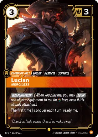Lucian - Merciless (Alternate Art) (113a/221) CN - Spiritforged Foil