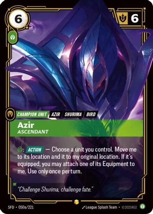 Azir - Ascendant (Alternate Art) (050a/221) CN - Spiritforged Foil