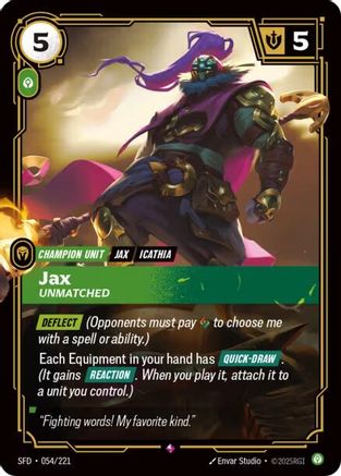 Jax - Unmatched (054/221) CN - Spiritforged Foil