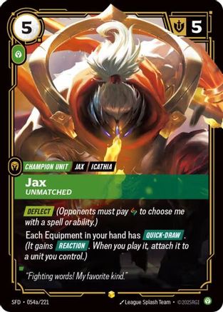 Jax - Unmatched (Alternate Art) (054a/221) CN - Spiritforged Foil