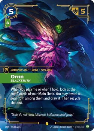 Ornn - Blacksmith (Alternate Art) (058a/221) CN - Spiritforged Foil