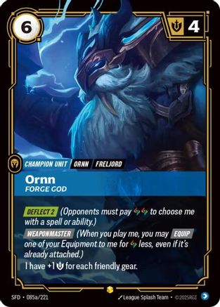 Ornn - Forge God (Alternate Art) (085a/221) CN - Spiritforged Foil