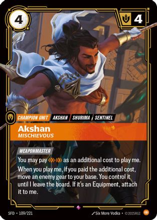 Akshan - Mischievous (109/221) CN - Spiritforged Foil