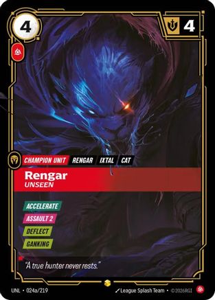 Rengar - Unseen (Alternate Art) (024a/219) CN - Unleashed Foil
