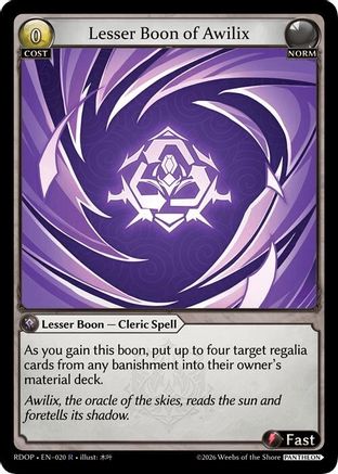 Lesser Boon of Awilix (020) - Radiant Origins Pantheon