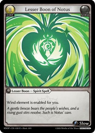 Lesser Boon of Notus (030) - Radiant Origins Pantheon