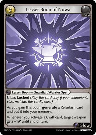 Lesser Boon of Nuwa (031) - Radiant Origins Pantheon