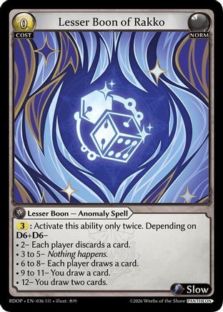 Lesser Boon of Rakko (036) - Radiant Origins Pantheon