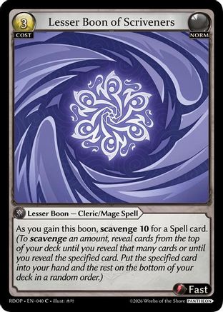 Lesser Boon of Scriveners (040) - Radiant Origins Pantheon