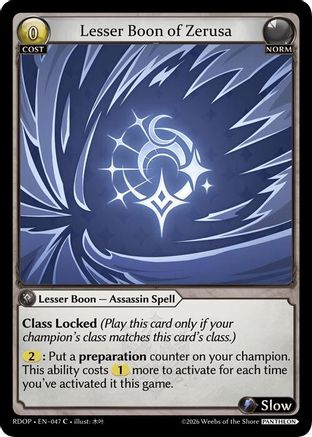 Lesser Boon of Zerusa (047) - Radiant Origins Pantheon