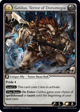 Geldus, Terror of Dorumegia (010) - Radiant Origins Event Pack Foil