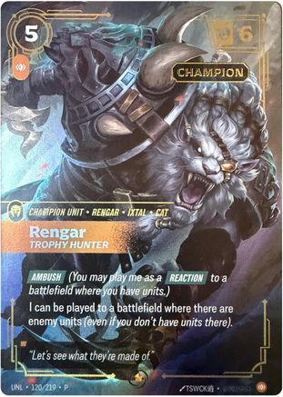 Rengar, Trophy Hunter (Champion) (120/219) - Riftbound Organized Play Promotional Cards Foil
