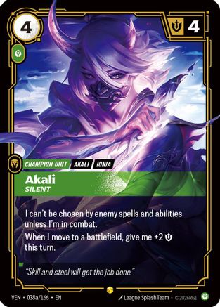 Akali, Silent (Alternate Art) (038a/166) - Vendetta Foil