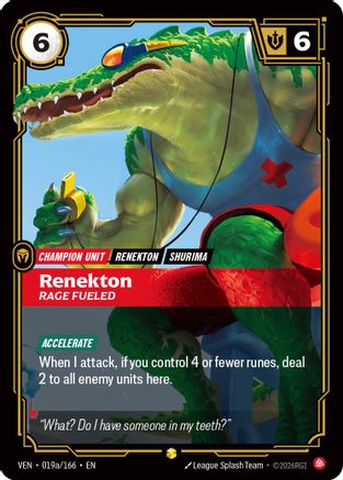 Renekton, Rage Fueled (Alternate Art) (019a/166) - Vendetta Foil