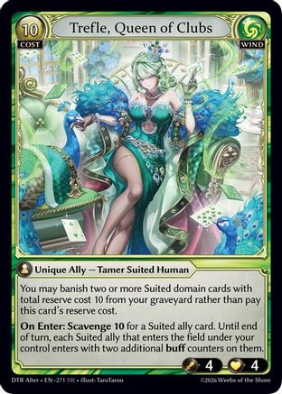 Trefle, Queen of Clubs (271) - Distorted Reflections Alter Edition Foil